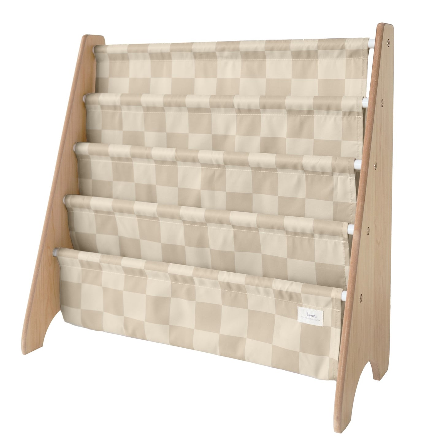 *recycled fabric book rack - checkerboard beige