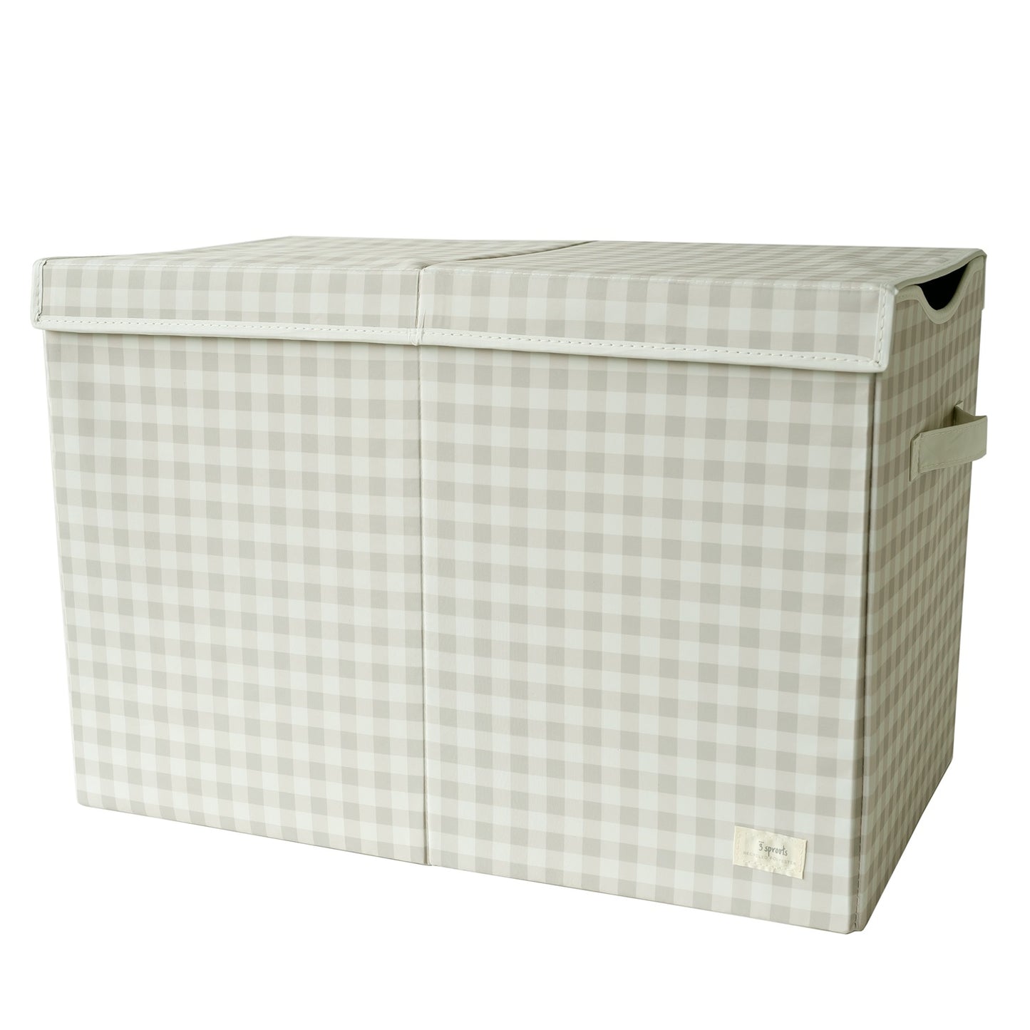 *recycled fabric folding storage chest - gingham beige