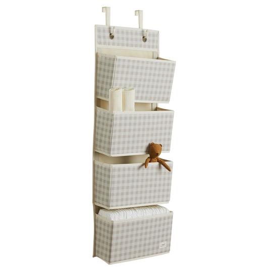 *Recycled Fabric Over the Door Organizer - Gingham Beige