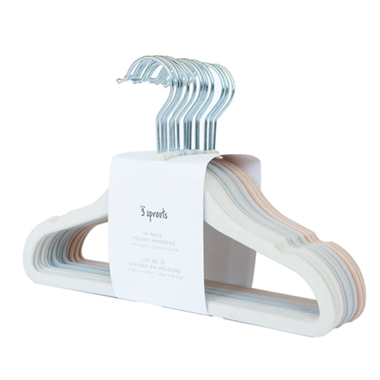 *velvet non-slip hangers (2 sets of 15) - assorted (cream/gray/hazelnut)