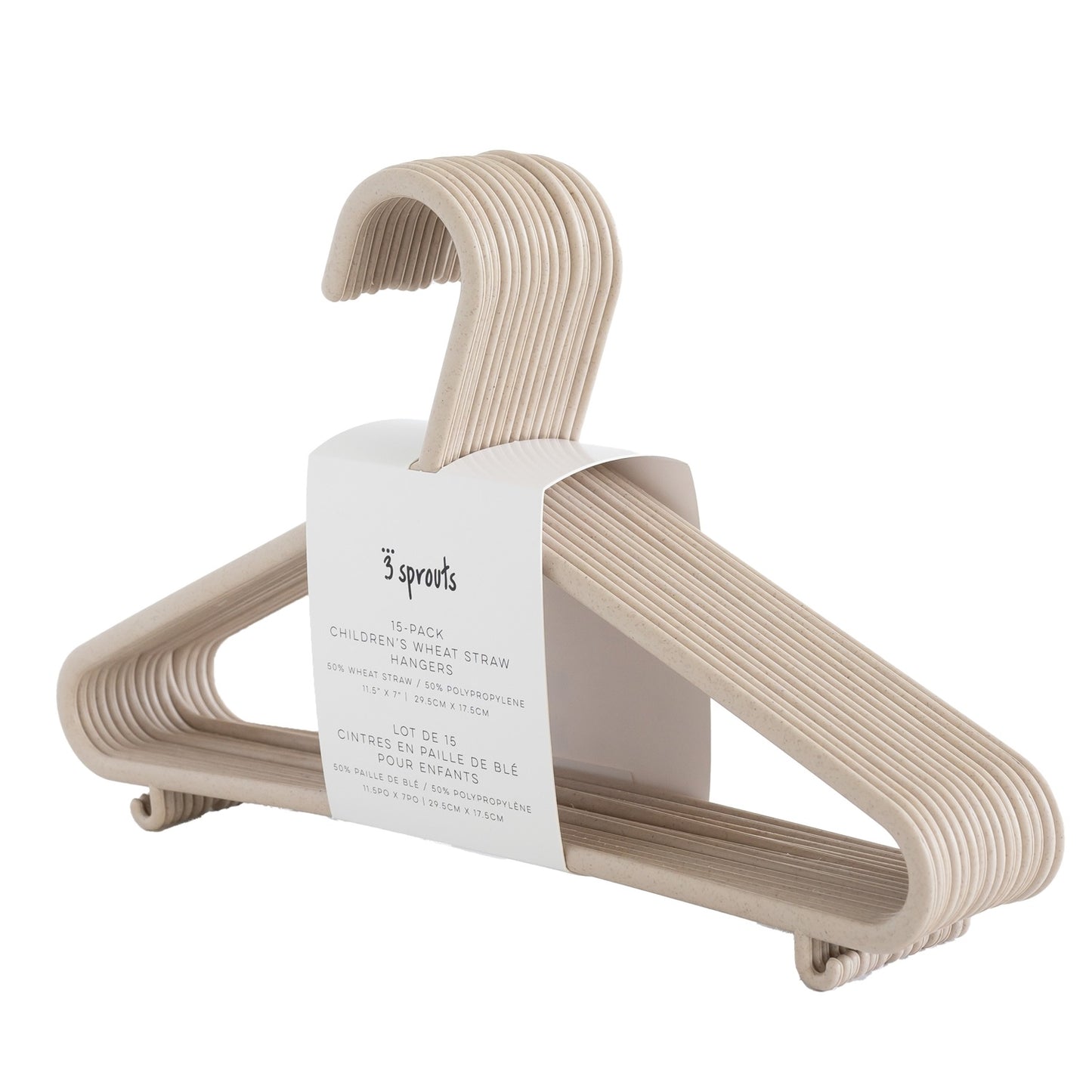 *wheat straw hangers (2 sets of 15) - beige