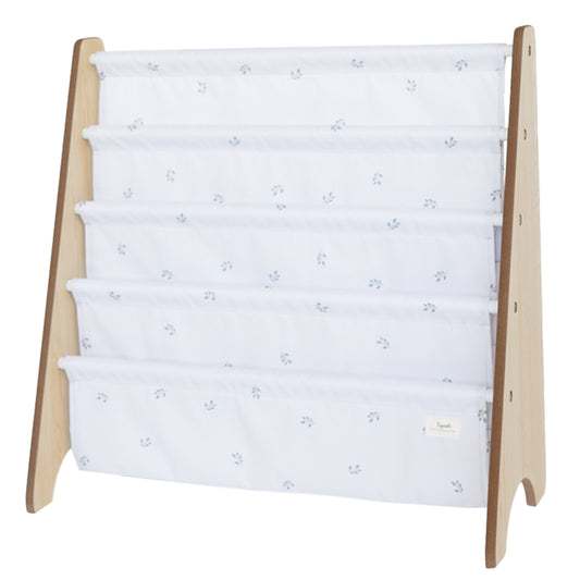 *recycled fabric book rack - ivory blueberry