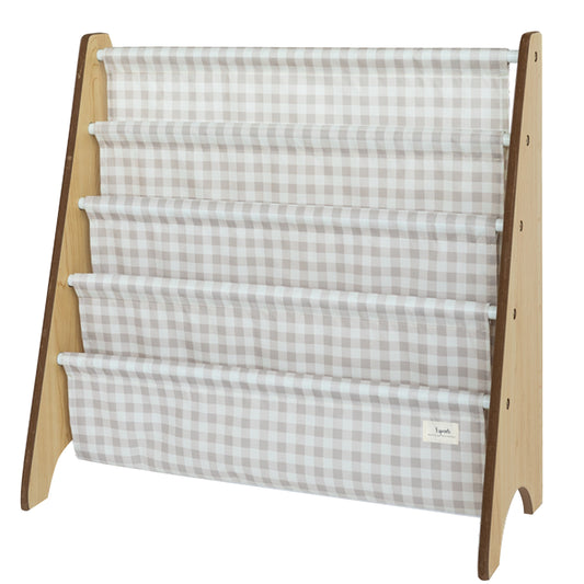 *recycled fabric book rack - beige gingham