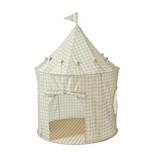 *recycled fabric play tent - gingham beige