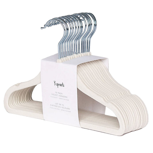 *velvet non-slip hangers (2 sets of 15) - cream
